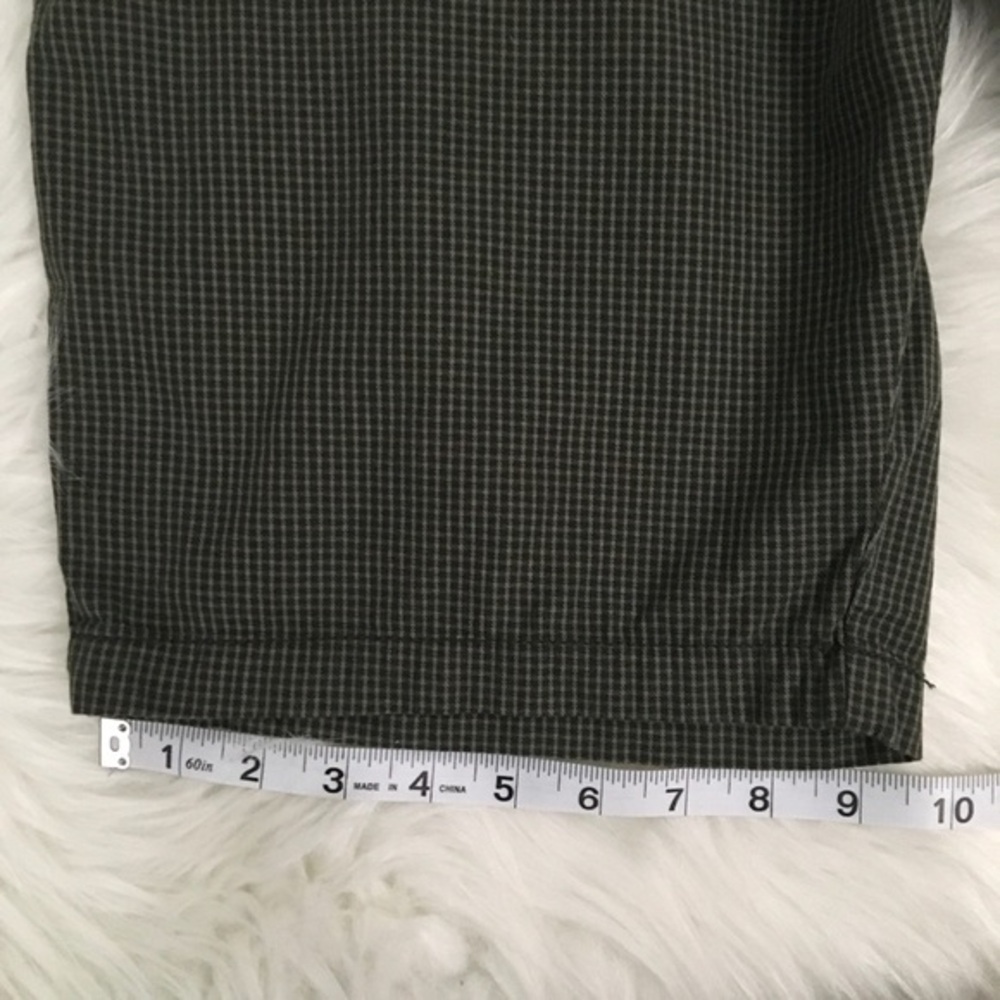 Adam Levine Mens Shorts Tiny Plaid Green Flat Front 34 Bermuda Welt Back Pockets - Picture 12 of 14